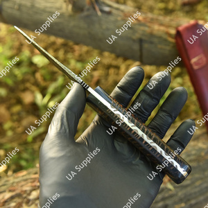 Cuchillo Skinner UA Supplies de Hoja Fija de Acero de Damasco con Punta Caída y Mango de Piña para Caza y Camping al Aire Libre, Longitud Personalizable - Product Image 4
