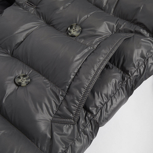 Veste matelassée pour homme gris foncé à capuche, col montant, double boutonnage, rembourrée de duvet, coupe-vent, décontractée, pour l'hiver, coupe classique - Product Image 6