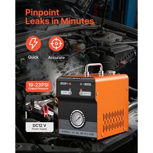 Testeur de diagnostic de fuite par fumée pour véhicules électriques 12V DC avec double moniteur et manomètre de pression d'air - Product Image 2