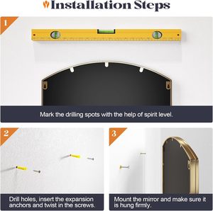 Espejo de Pared Arqueado Dorado Brauthon de 36"x36" - Espejo Decorativo Rústico con Marco Metálico de 9 Paneles Tipo Ventana para Decoración del Hogar - Product Image 6