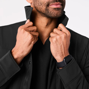 Men's Black Medical Scrub Jacket Polyester Woven Doctor Uniform Outerwear Hospital Workwear Apparel - Product Image 6