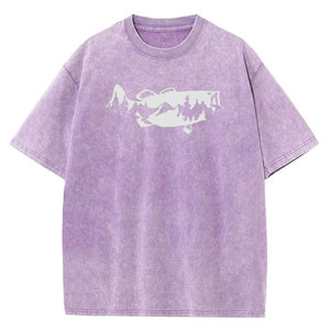 เสื้อยืดลายกราฟิกปลาป่าฟอกสี สำหรับผู้ชายและผู้หญิง ทรงหลวม ผ้าฝ้ายฟอกสี 230 กรัม สไตล์เรโทรฮิปฮอป วินเทจ - Product Image 3