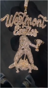 Collier personnalisé avec nom, pendentif 3D micro-pavé en moissanite, bijoux hip-hop rock tendance pour hommes - Product Image 2