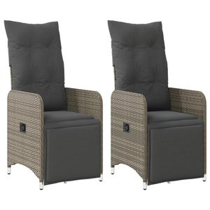 Juego de 2 Sillas de Jardín Reclinables de Ratán PE Gris con Acero con Recubrimiento en Polvo para Comodidad al Aire Libre - Product Image 2