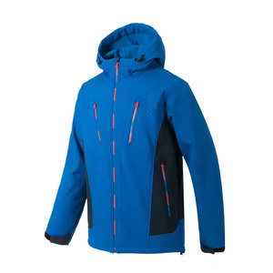 Veste coupe-vent à capuche bleue pour homme Econex Sports, poches zippées, vêtements d'extérieur sportifs d'hiver, coupe régulière, extérieur en polyester/coton - Product Image 3