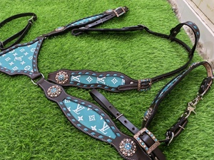 Patch en forme de cœur pour la confection de harnais de selle western en cuir, collier de poitrine et ensemble de harnais pour chevaux, durable, confortable, vintage - Product Image 5