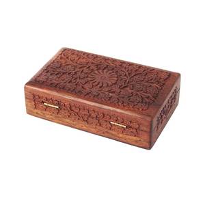 AL MALIK CRAFT Wooden Storage <b>Box</b> Rectangular Gray White <b>Floral</b> Inlay Pattern Jewelry Organizers for Necklace Ring 0-1L Capacity - Product Image 2