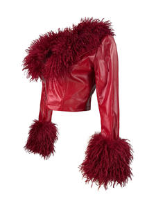 เสื้อแจ็คเก็ตหนังเทียมทรงครอปสำหรับผู้หญิง แฟชั่นเสื้อโค้ทขนสัตว์สำหรับฤดูใบไม้ร่วง ฤดูหนาว ฤดูใบไม้ผลิ - Product Image 3