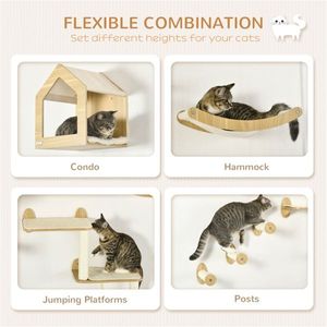 Set of Cat Shelf and Tower Cat Trees & Scratcher - Product Image 2