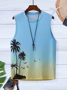 เสื้อกล้ามซับลิเมชั่นขายส่งสำหรับผู้ชาย เสื้อยืดออกกำลังกายแบบไม่มีแขน ออกแบบเองได้ แห้งเร็ว เสื้อกีฬาฟิตเนส - Product Image 2