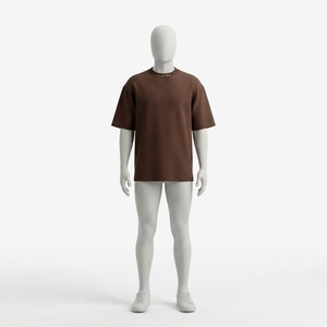 Camiseta Oversize Marrón para Hombre, Manga Corta, Cuello Redondo, Ropa Casual Urbana, Fabricante y Proveedor Mayorista de Ropa - Product Image 1