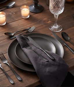 Ensemble de 5 couverts en acier inoxydable idéal pour la cuisine de table hôtel usage domestique ensembles de couverts finis enduits de couleur noire - Product Image 5