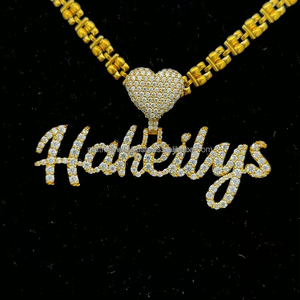 New Style Custom Integrated <b>Letters</b> With Heart Top Name Iced Out Bling Bling Unique Design Hip Hop Name Pendant <b>Necklace</b> - Product Image 4