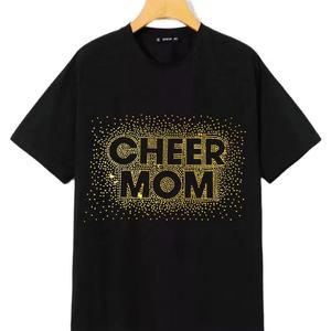 T-shirt Unisexe Cœur Squelette Strass 2026 Noir Profond Coupe Classique Cristal Argenté Scintillant Streetwear Haut HD - Product Image 2