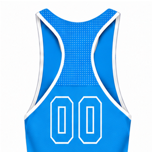 Débardeur de natation bleu ciel et blanc sans manches dos nageur léger séchage rapide respirant pour l'entraînement et la performance athlétique - Product Image 4
