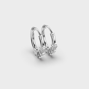 IGI Certified Lab Grown Round Diamond Graduated Hoop Earrings Solid 925 Sterling <b>Silver</b> Diamond <b>Huggie</b> Hoop Earrings - Product Image 3