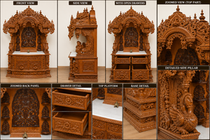 Mandir Tradicional de Madera para Devotos de Krishna, Estilo Antiguo, Mandir Grande de Madera de Teca, Fabricante de Templos de Madera Personalizados para Exportación - Product Image 6