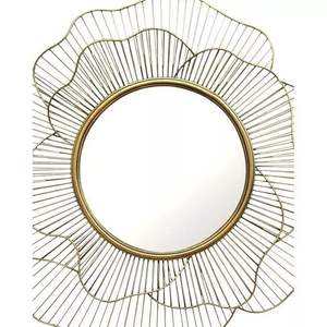 Modern <b>Round</b> Metal Wall <b>Mirror</b> Decorative Flower Design for Living Room Bedroom Home Decor At Best Price - Product Image 3