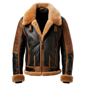 Custom Heavyweight Faux Fur Lined <b>Leather</b> Bomber <b>Jacket</b> <b>Winter</b> Style Windproof Casual Street Fashion Coat For Unisex Wear - Product Image 1