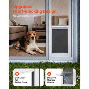 Adjustable Height Dog Door for <b>Sliding</b> Glass 75 7/8" to 80 11/16" Aluminum Alloy Frame Flap Lock Design <b>Large</b> for Larger Dogs - Product Image 4