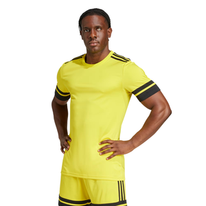 Maillot de football unisexe à manches courtes à double rayure, col rond, séchage rapide, respirant, 100% polyester, maillot de football professionnel, personnalisable OEM - Product Image 3