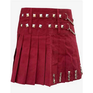 Vestido Kilt Escocés Color Granate para Mujer, con Cadenas y Tachuelas, Estilo Tradicional de las Tierras Altas, Prenda de Moda para Chicas - Product Image 3