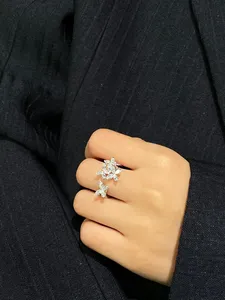Solid Gold Marquise & Pear Diamond Butterfly Ring White Gold Cluster Statement Ring <b>Unique</b> Nature Inspired Jewelry <b>Gift</b> <b>for</b> <b>Her</b> - Product Image 1