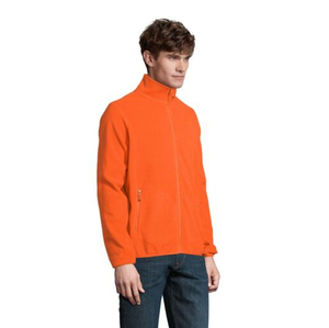 Chaqueta de Forro Polar Naranja para Hombre, Cuello Alto, Cierre de Cremallera, Transpirable, Informal, para Invierno, Corte Regular, Color Sólido, Tejido de Poliéster - Product Image 6