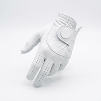 Gant de golf et de cyclisme Injae en cuir Cabretta blanc pour main gauche, respirant, avec fentes pour les doigts, fermeture auto-agrippante, unisexe, OEM, faible MOQ