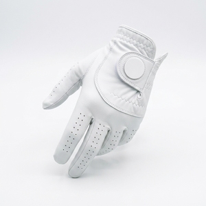 Gant de golf et de cyclisme Injae en cuir Cabretta blanc pour main gauche, respirant, avec fentes pour les doigts, fermeture auto-agrippante, unisexe, OEM, faible MOQ - Product Image 3