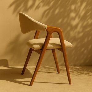Chaise de salle à manger moderne en bois, chaise d'appoint rembourrée, siège en tissu, fauteuil pour restaurant, hôtel, maison, salle à manger - Product Image 2