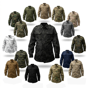 Veste longue de travail camouflage imprimée sur toute la surface, style moderne, multi-poches, fermeture à boutons en coton, veste d'extérieur - Product Image 1