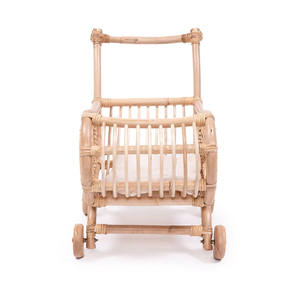Natural Rattan Kid Toy Handmade Wicker Baby <b>Doll</b> Stroller Pram Walker Eco Friendly Pretend <b>Play</b> Pushcart For Toddlers - Product Image 3