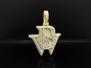 จี้รูปอักษร RB ประดับคริสตัลและเพชร CZ รูปอินฟินิตี้ ดีไซน์ Ice Legacy Custom  วัสดุสแตนเลสสตีล  สไตล์ฮิปฮอป  เหมาะสำหรับทั้งชายและหญิง  เป็นของขวัญ - Product Image 1