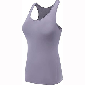 Débardeur rose sans couture respirant pour femme, dos nageur, sans manches, pour le sport, le fitness, le yoga, avec logo personnalisé - Product Image 2