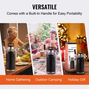 Mini Fusto per Birra da 64 Oz (1,89 L) con Sistema di Spillatura, Growler Pressurizzato in Acciaio Inossidabile 304 con Display della Pressione, Tipo Barile - Product Image 6