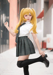 Fashion Anime Cosplay School Uniform Women Brown Jacket Blue Skirt Outfit Set - Product Image 5