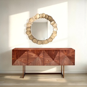 Miroir décoratif mural en forme de disque doré industriel - Grande plaque métallique circulaire - Product Image 5