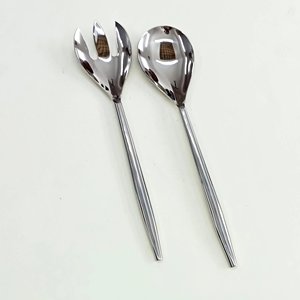 100% Food Safe Hand Forged Handle Stainless Steel Salad <b>Server</b> for Home and Wedding Tabletop Usage Salad Sets Hot Sale - Product Image 1