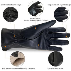 Gants de vélo de luxe italiens en cuir souple pour femme – Véritable cuir de mouton, doublure en nylon pour temps froid, compatibles écran tactile - Product Image 6
