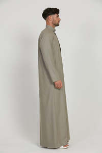 Qamis marocain léger en coton pour homme, brodé, longueur cheville, extensible dans les quatre sens, vêtement islamique modeste arabe - Product Image 4