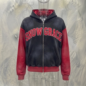 Sudadera con Capucha para Hombre Snow Grace, Forro Polar, Cierre Frontal con Cremallera, Logotipo, Corte Regular, Invierno, Casual, Rojo y Negro - Product Image 3