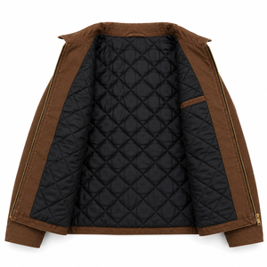 Custom Men's Winter Heavyweight <b>Duck</b> Canvas Detroit Work <b>Jacket</b> Solid Brown Breathable Zip <b>Jacket</b> Heavyduty Carpenter <b>Jacket</b> - Product Image 2