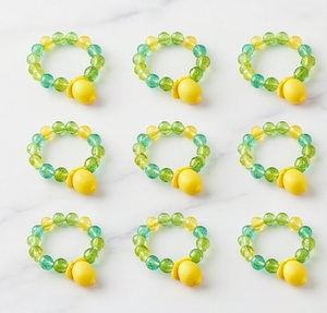 Joli porte-serviette en forme de citron avec perles vertes, bleues et jaunes pour les fêtes sur le thème des fruits et la décoration de table - Product Image 3