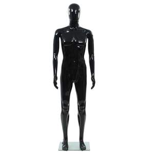 Maniquí Masculino Negro Brillante con Base de Vidrio, Cuerpo Completo de 72.8 Pulgadas - Product Image 2