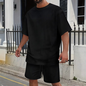 ชุดเสื้อยืดผู้ชาย 2 ชิ้น ผ้าถักโพลีเอสเตอร์/คอตตอน ทรงเข้ารูป สไตล์ลำลอง สำหรับฤดูร้อน คอกลม พิมพ์ลายดิจิทัล น้ำหนักผ้า 220-240 กรัม - Product Image 3