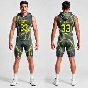 Conjunto de Uniformes de Fútbol 7v7 Sublimados para Hombre, con Capucha, Impresión, Absorción de Humedad, Ajuste Ceñido, 100% Poliéster, Secado Rápido - Product Image 1