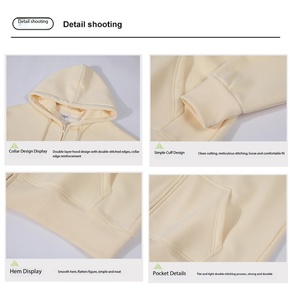 Sudadera con capucha de algodón y poliéster con cremallera, de color sólido, corte holgado, 450g, con logotipo bordado personalizado, precio de fábrica de Bangladesh y China, venta al por mayor. - Product Image 5