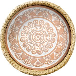 Bread <b>Basket</b> with Terracotta Warmer, Bread <b>Basket</b> for Serving, Sized 11.5" w x 11.5" l x 3.5" h, Indian Inspired Mandala Design - Product Image 2