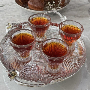 Luxury Texture Round Shape Flowers Design With <b>Side</b> Handles Aluminum Metal Home Serving Food Grade Tray - Product Image 1